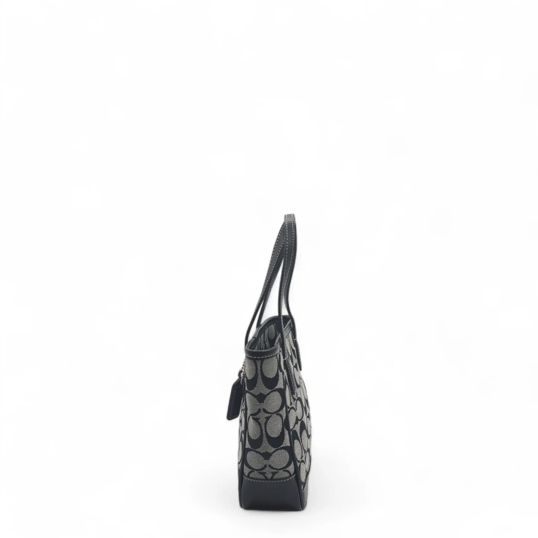 Coach handbag mini shopper with black leather monogram grey