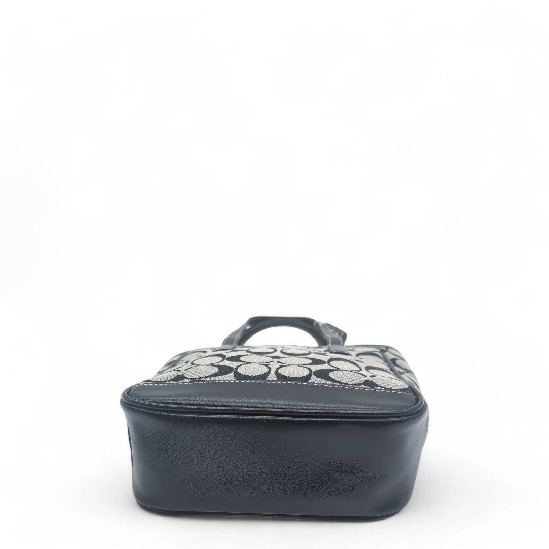 Coach handbag mini shopper with black leather monogram grey