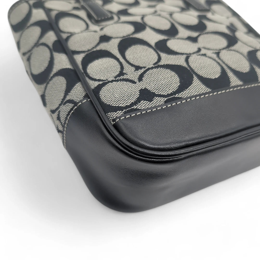 Coach handbag mini shopper with black leather monogram grey