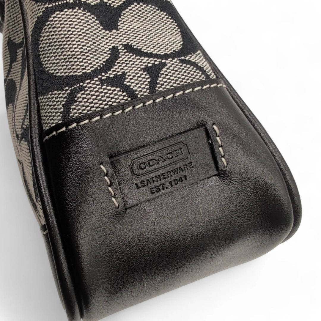 Coach handbag mini shopper with black leather monogram grey