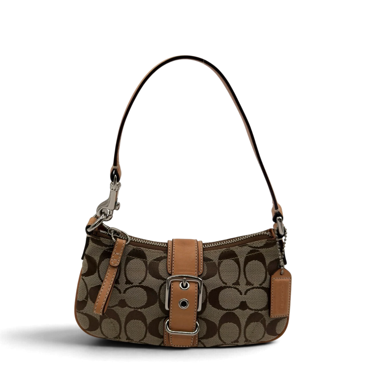 Coach Pochette mit Schnalle Signature beige