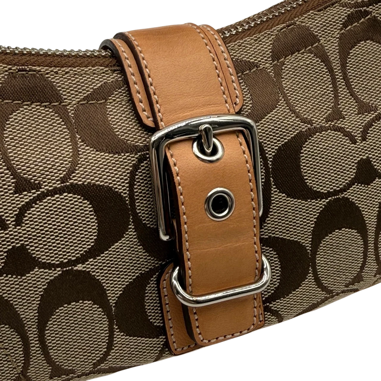 Coach Pochette mit Schnalle Signature beige