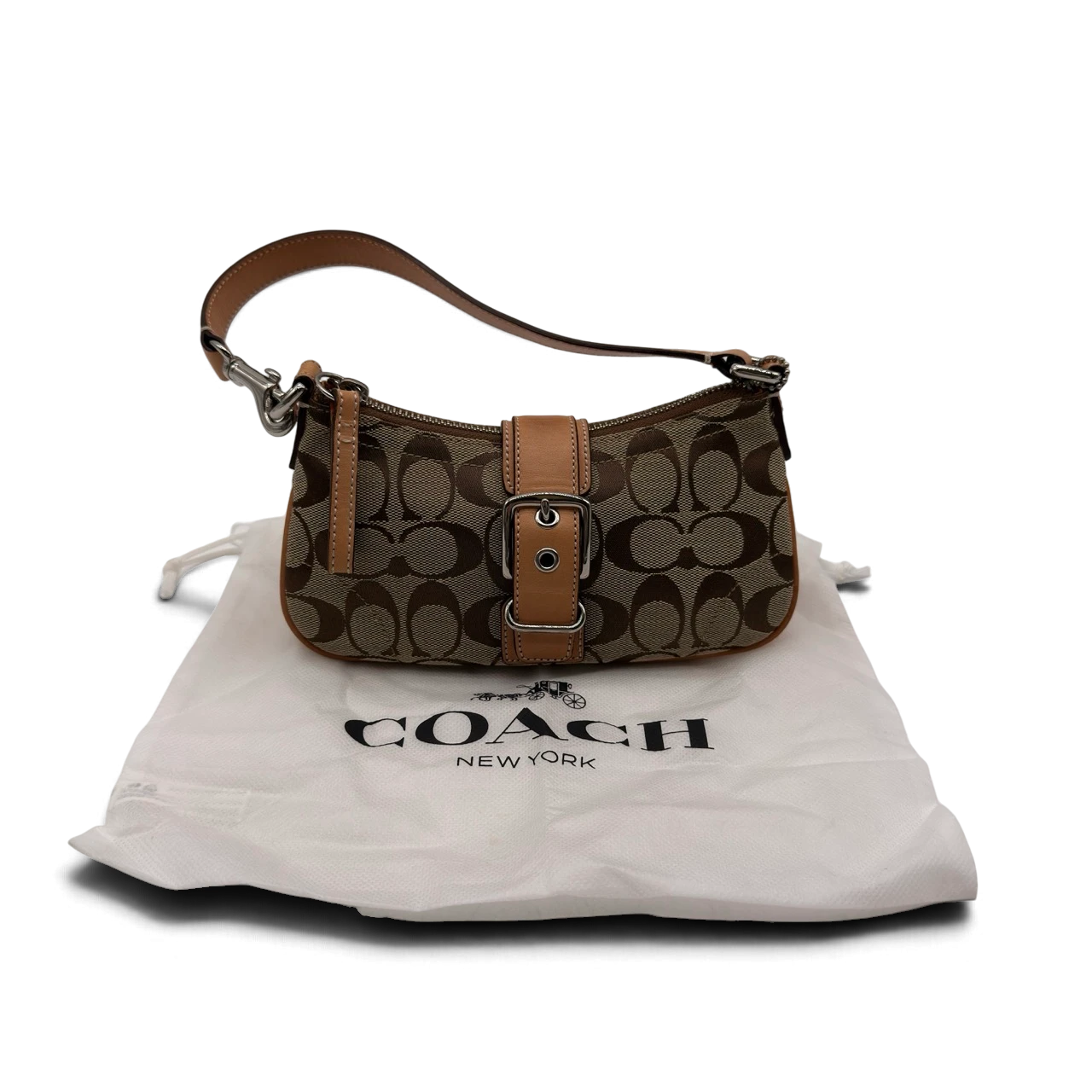 Coach Pochette mit Schnalle Signature beige