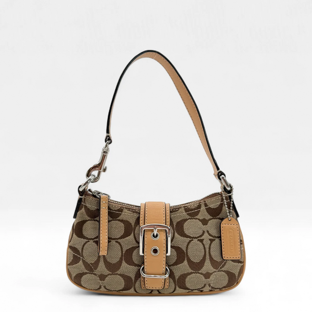 Coach small buckle pouch monogram beige