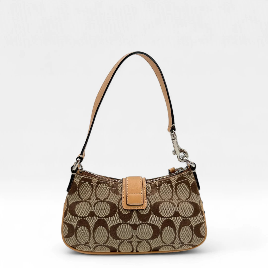 Coach small buckle pouch monogram beige