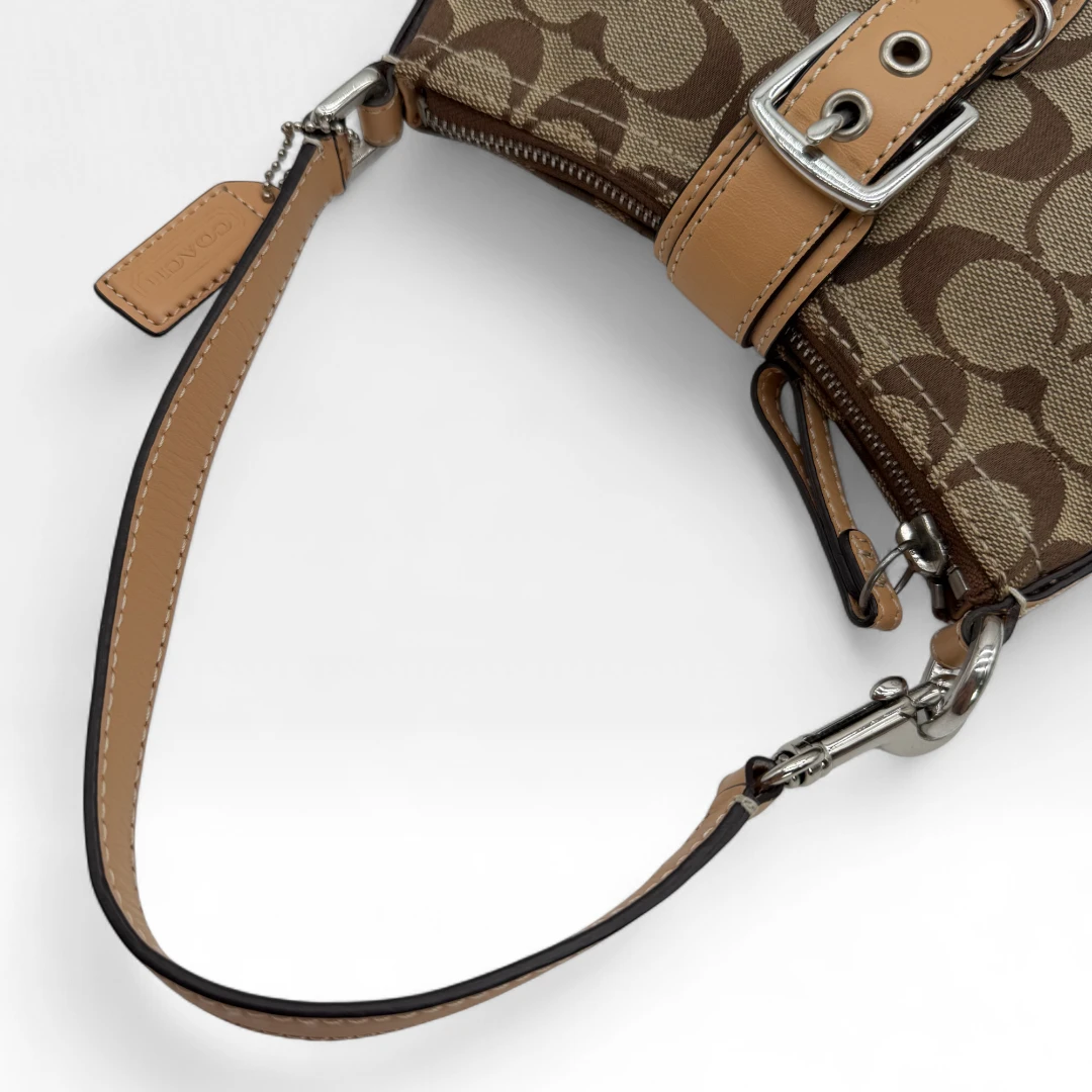 Coach small buckle pouch monogram beige