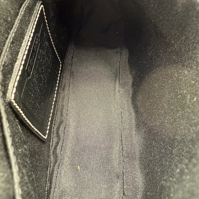 Coach Pochette black leather details monogram beige