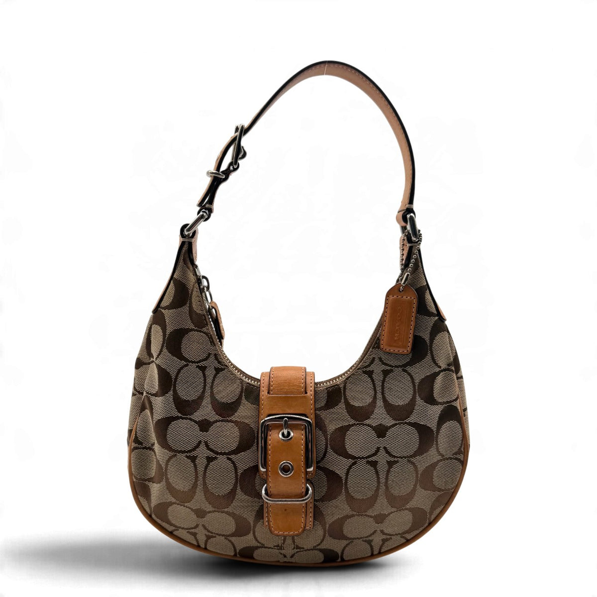 Coach Schultertasche Croissant Signature beige – Gesamtansicht
