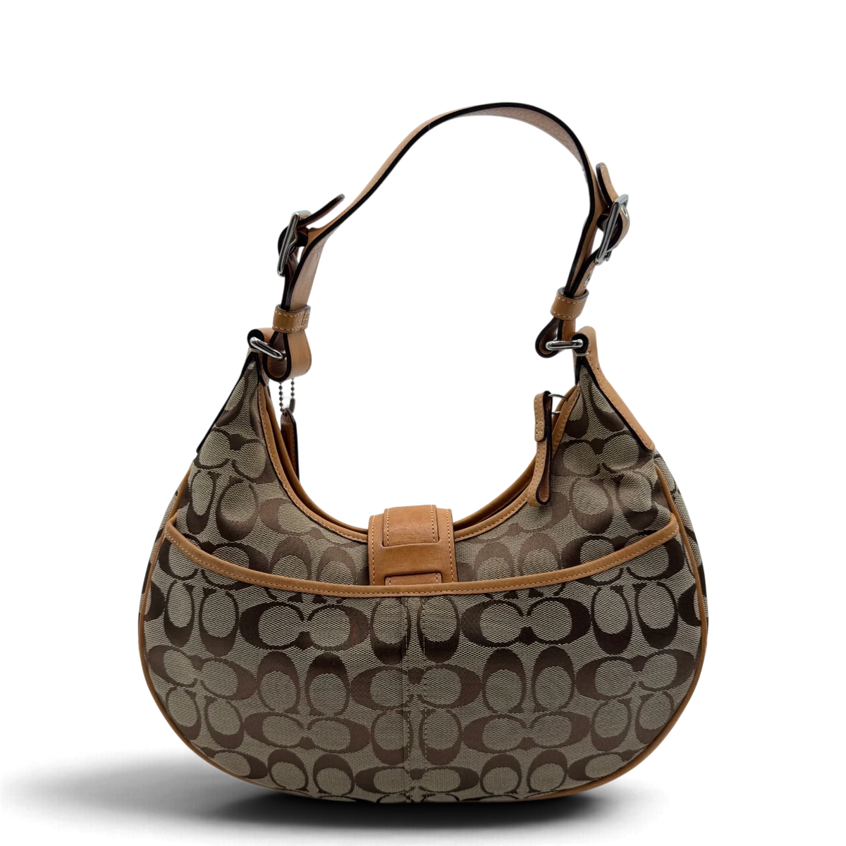 Coach Schultertasche Croissant Signature beige – Gesamtansicht