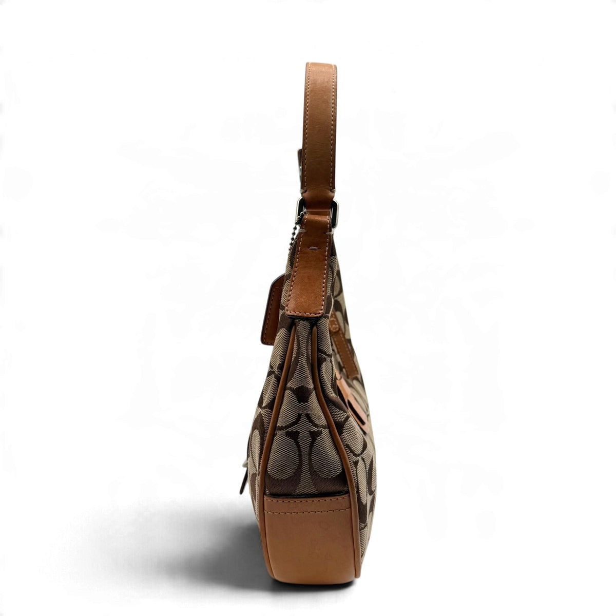 Coach Schultertasche Croissant Signature beige – Seitenansicht