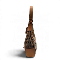 Coach Schultertasche Croissant Signature beige – Seitenansicht