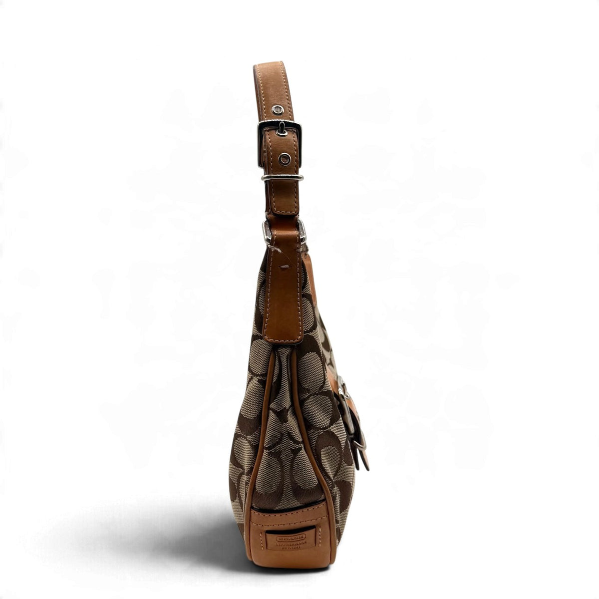 Coach Schultertasche Croissant Signature beige – Seitenansicht