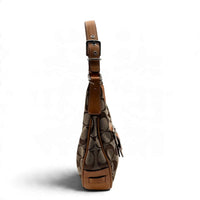 Coach Schultertasche Croissant Signature beige – Seitenansicht