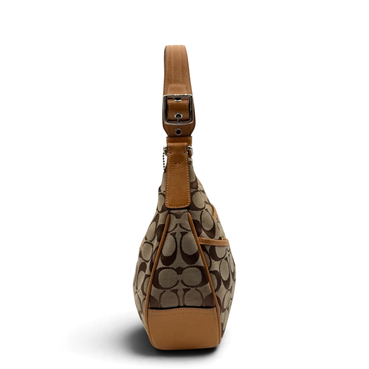 Coach Schultertasche Croissant Signature beige – Seitenansicht