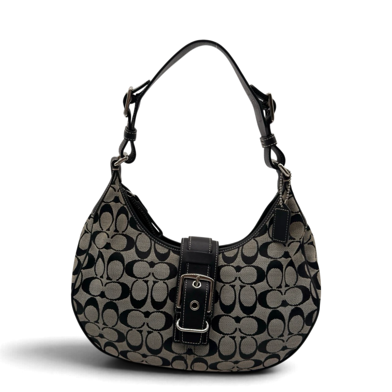 Coach Schultertasche Croissant Signature grau