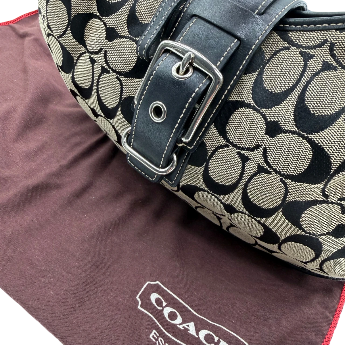 Coach Schultertasche Croissant Signature grau – mit Staubbeutel