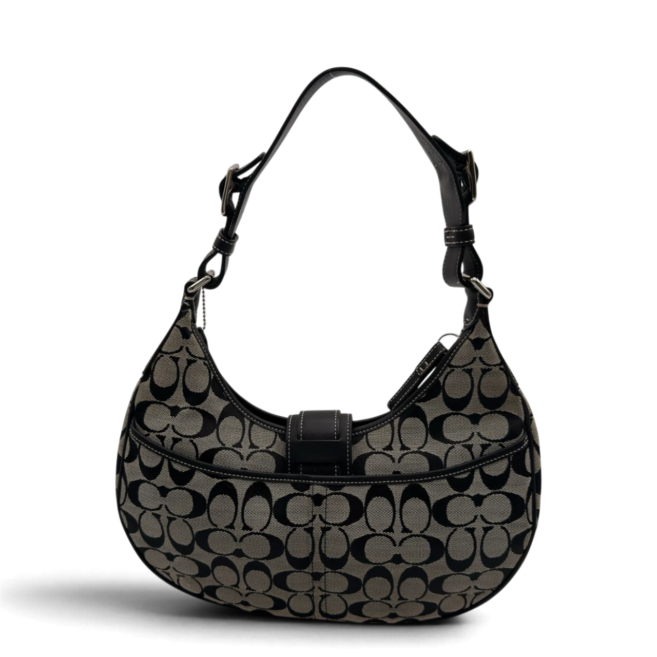Coach Schultertasche Croissant Signature grau