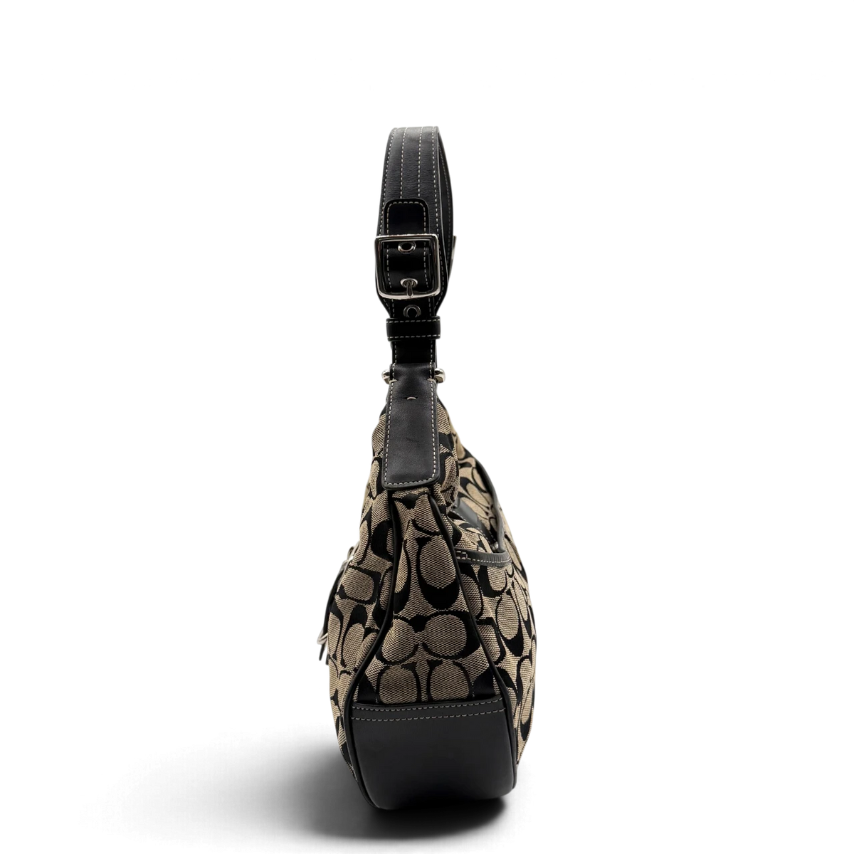 Coach Schultertasche Croissant Signature grau – Seitenansicht