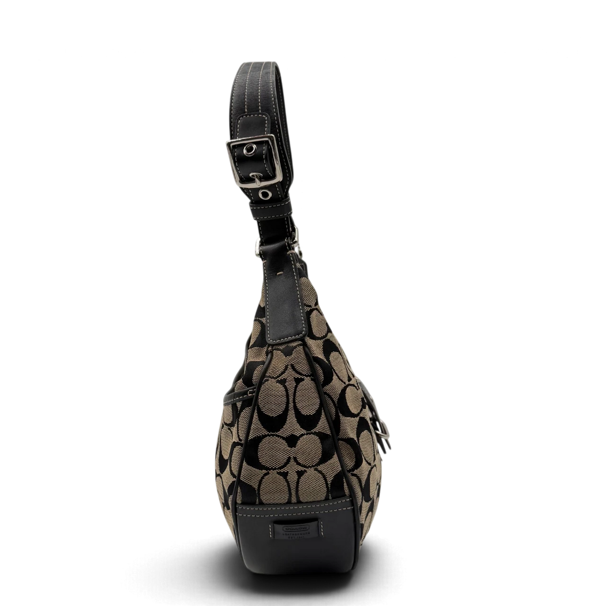 Coach Schultertasche Croissant Signature grau – Seitenansicht