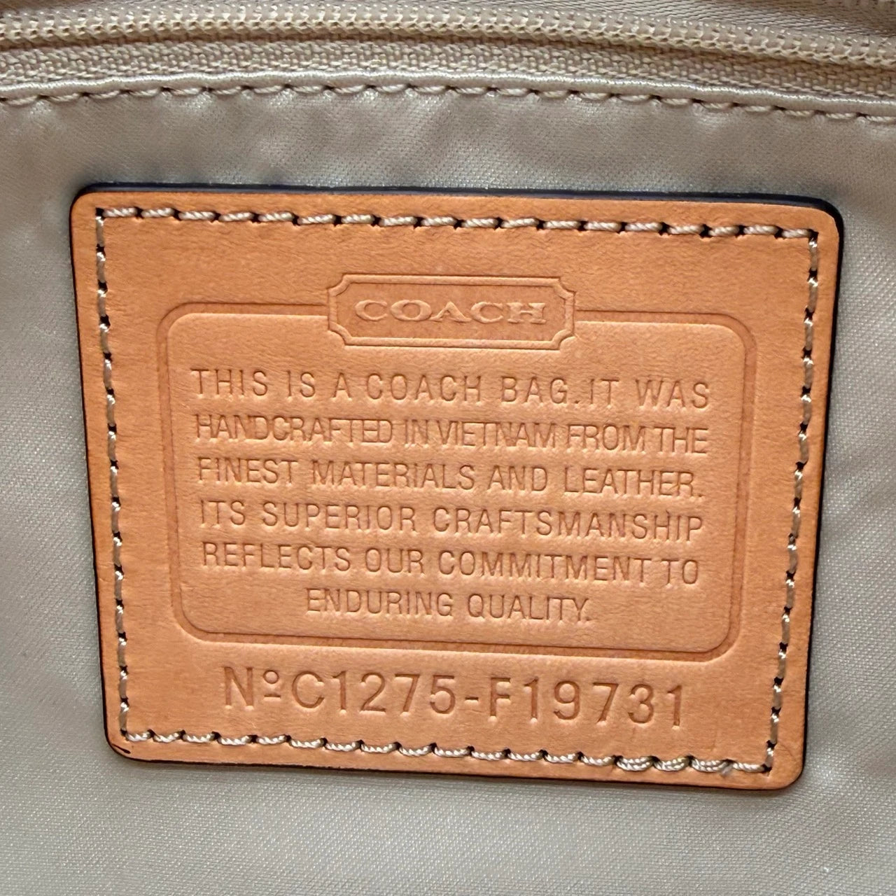 Coach Schultertasche Signature beige
