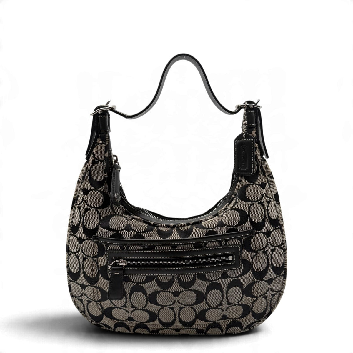 Coach Schultertasche Signature grau & schwarz – Gesamtansicht