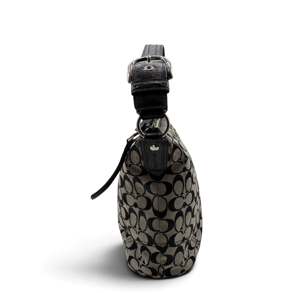 Coach Schultertasche Signature grau – Seitenansicht