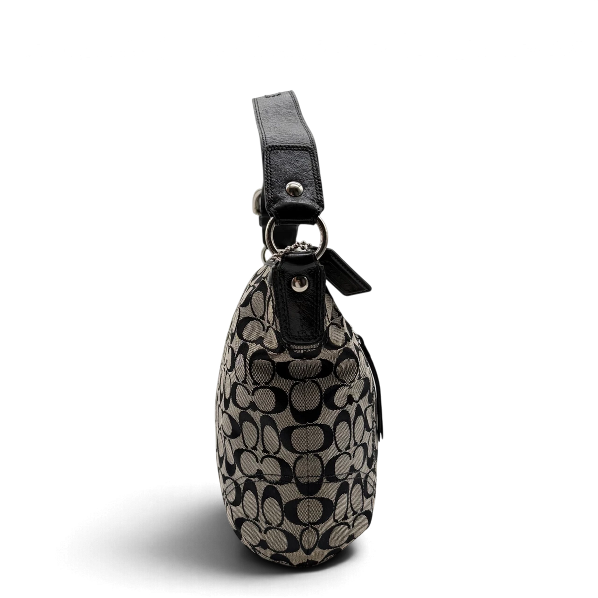 Coach Schultertasche Signature grau – Seitenansicht