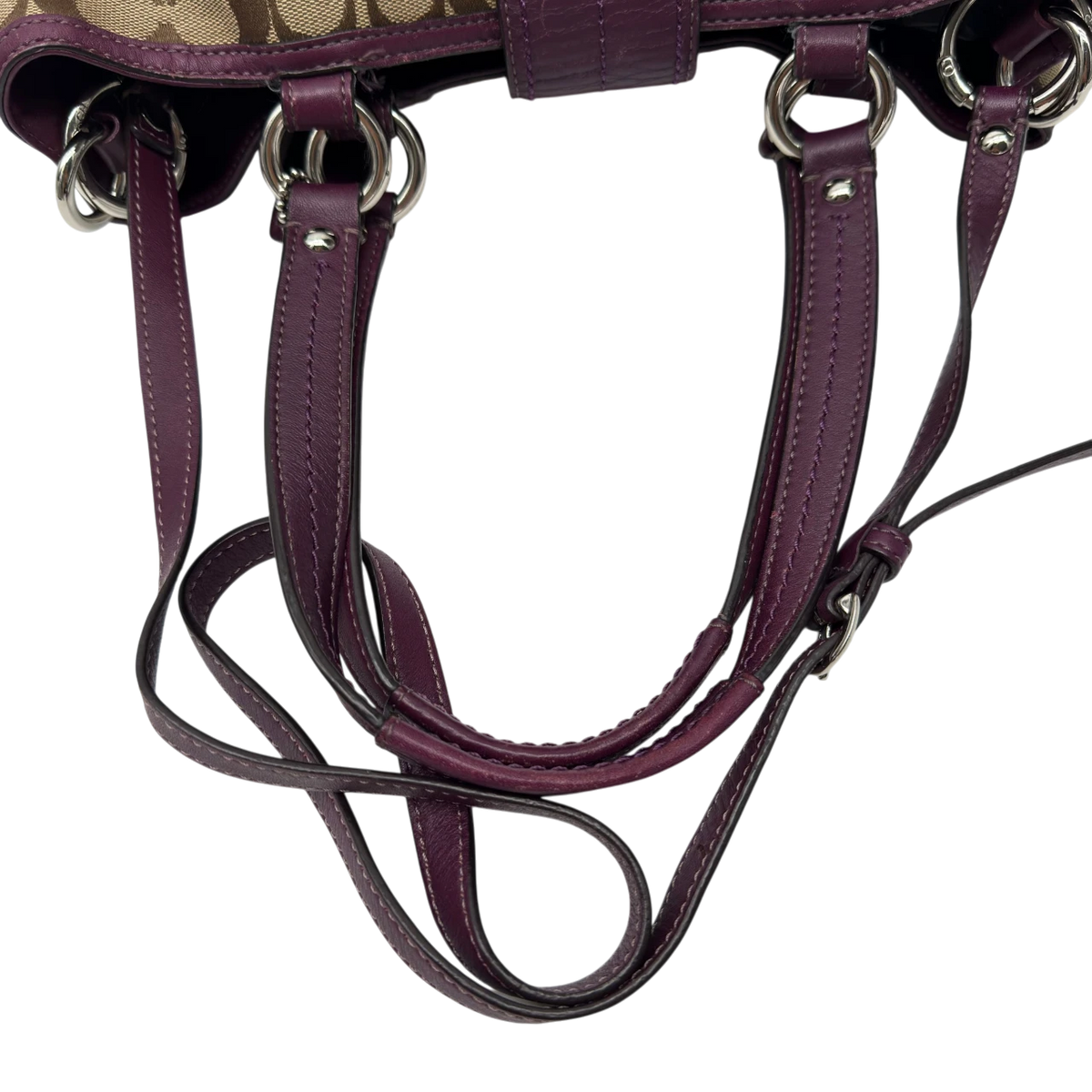 Coach Shopper Signature beige – Schulterriemen im Detail