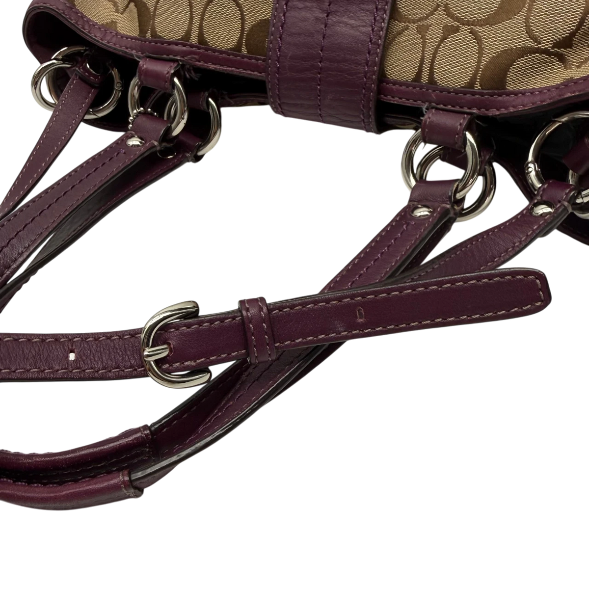 Coach Shopper Signature beige – Schulterriemen im Detail