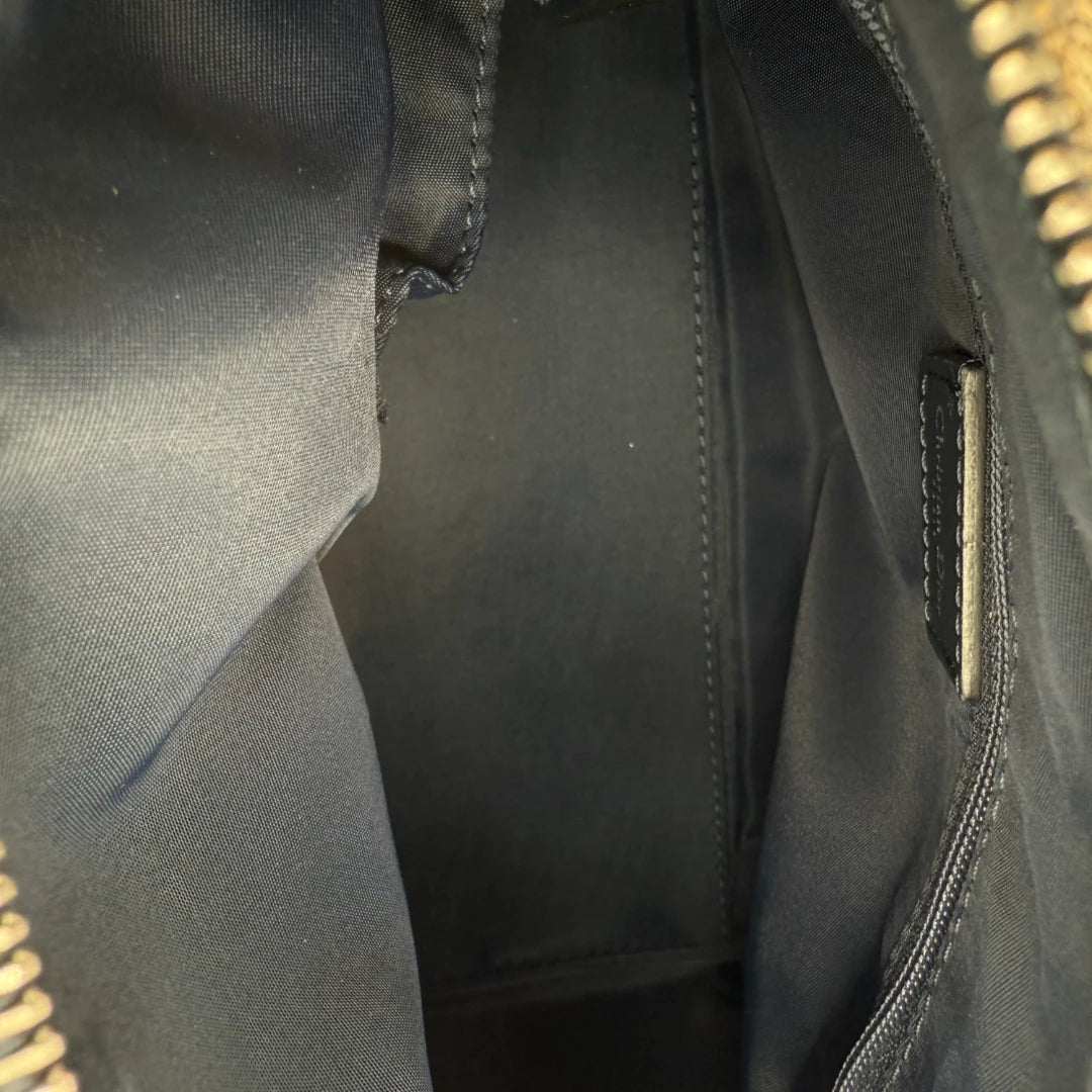 Dior Handtasche Boston 25 mit schwarzen Lederecken monogram grau