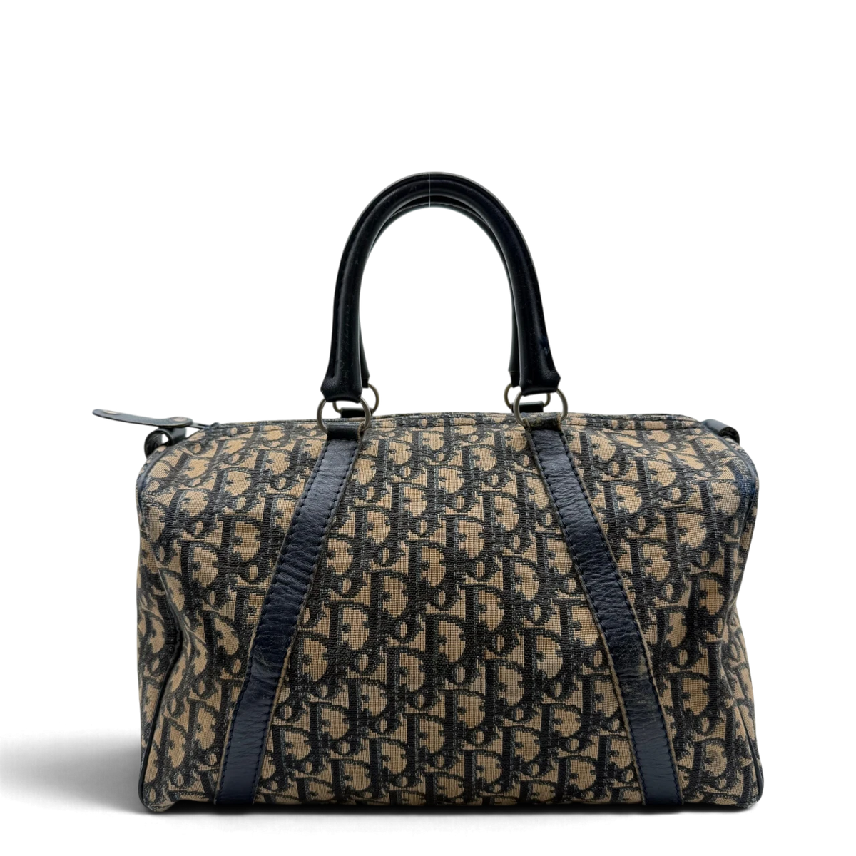 Dior Handtasche Boston 30 vintage monogram beige & blau – Gesamtansicht