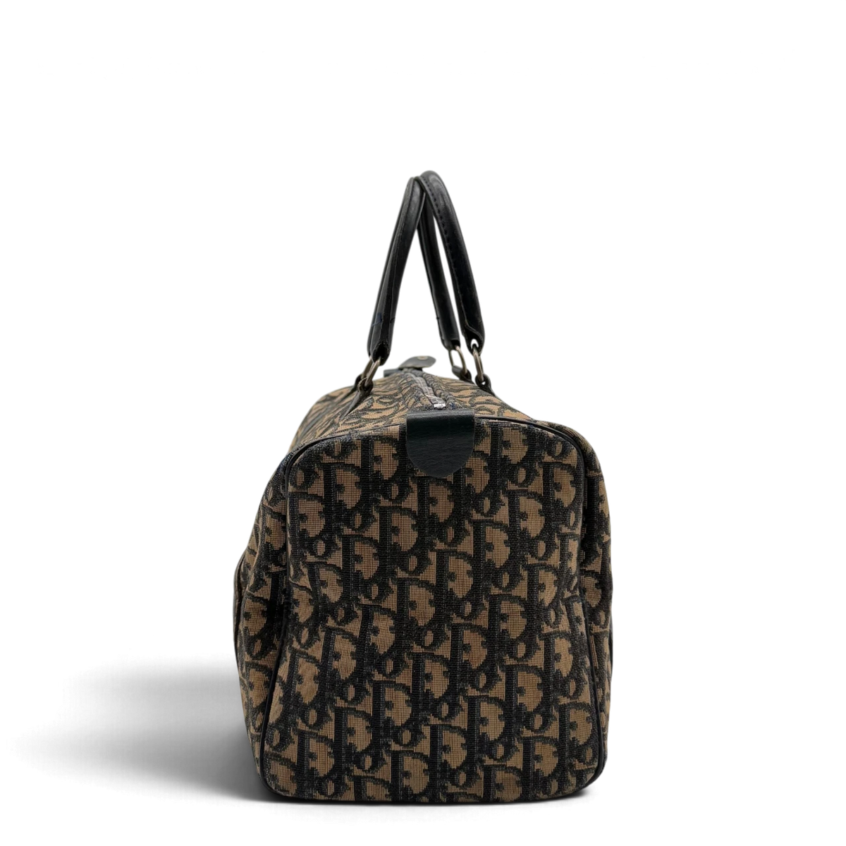 Dior Handtasche Boston 30 vintage monogram beige & blau – Seitenansicht
