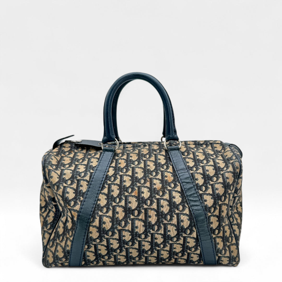 Dior handbag Boston Bag 30 monogram beige & blue