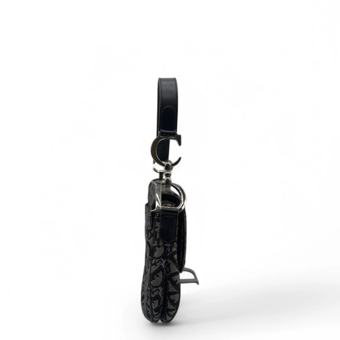 Dior Handtasche Saddle Bag Oblique Jacquard grau & schwarz