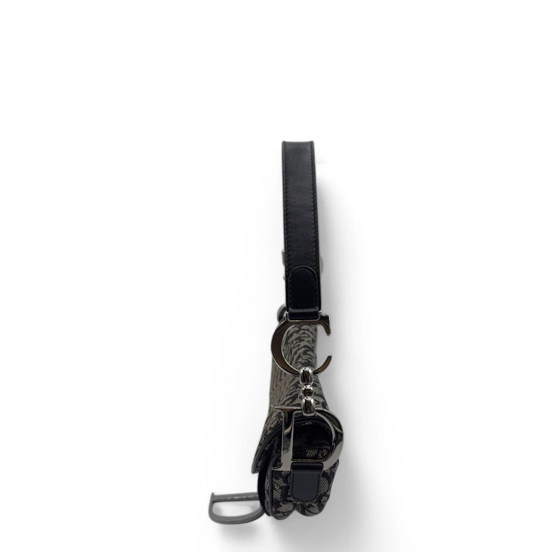 Dior Handtasche Saddle Bag Oblique Jacquard grau & schwarz