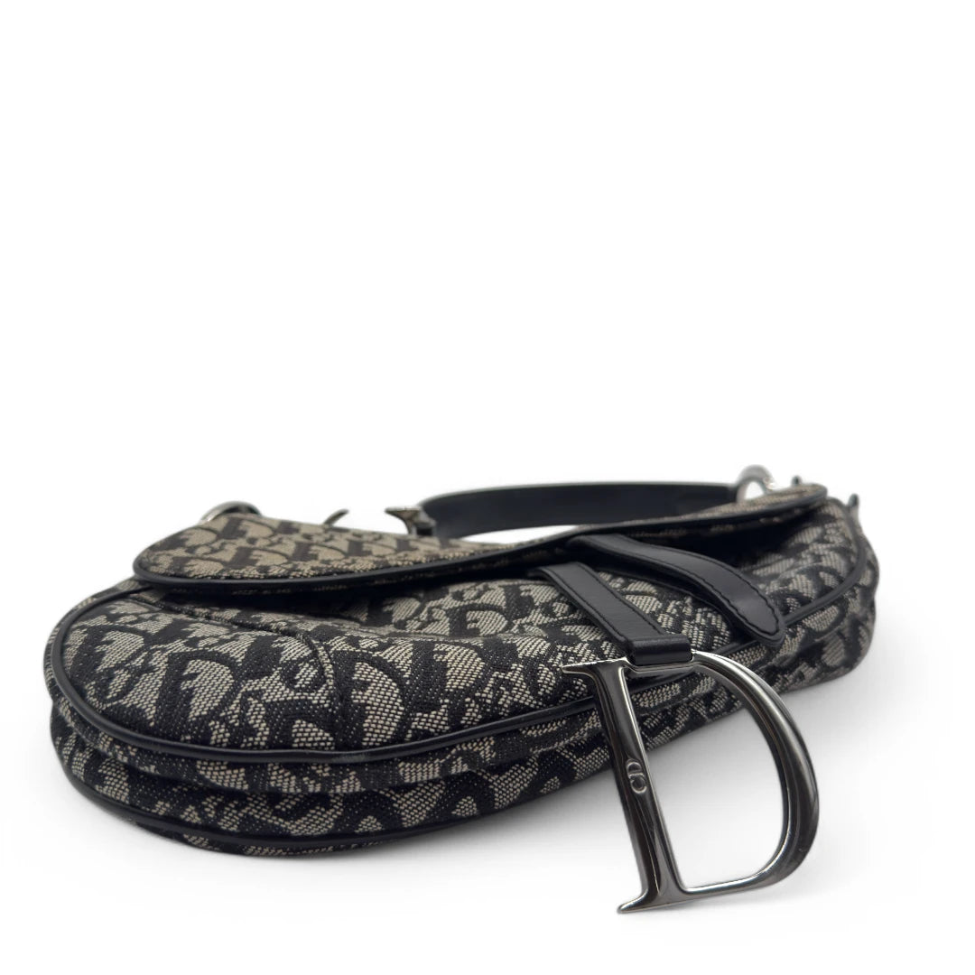 Dior Handtasche Saddle Bag Oblique Jacquard grau & schwarz