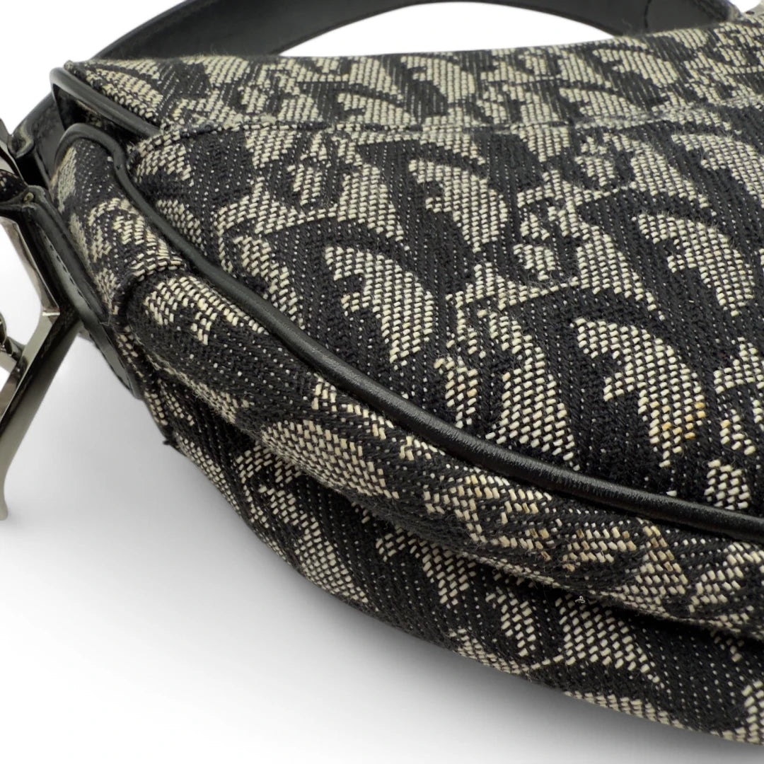Dior Handtasche Saddle Bag Oblique Jacquard grau & schwarz