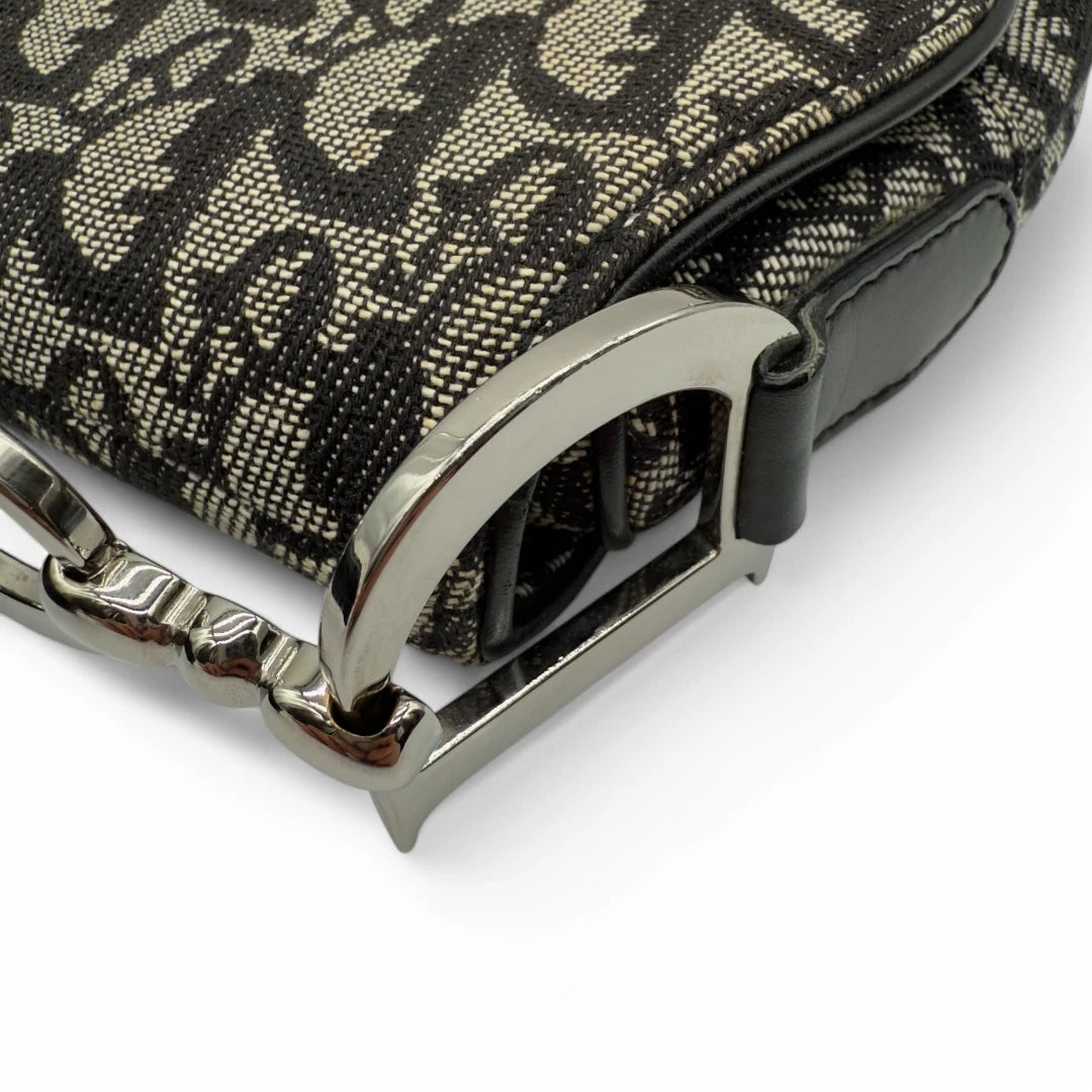 Dior Handtasche Saddle Bag Oblique Jacquard grau & schwarz