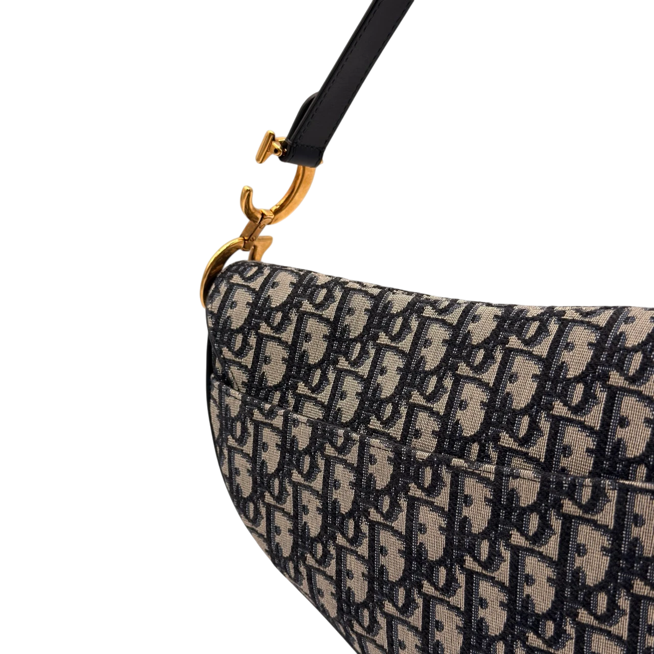 Dior Schultertasche Saddle Bag mit Schulterriemen aus Canvas blau & beige