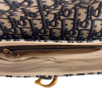 Dior Schultertasche Saddle Bag mit Schulterriemen aus Canvas blau & beige