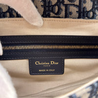 Dior Schultertasche Saddle Bag mit Schulterriemen aus Canvas blau & beige