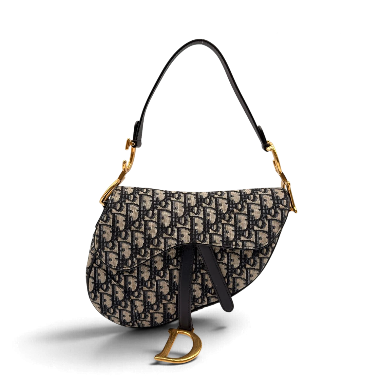 Dior Schultertasche Saddle Bag mit Schulterriemen aus Canvas blau & beige