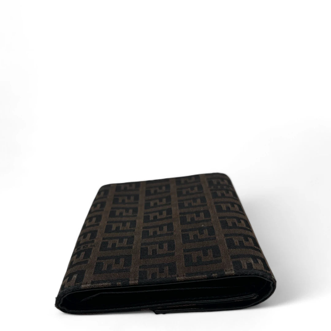 Fendi Geldbeutel Zucca braune Lederdetails monogram braun