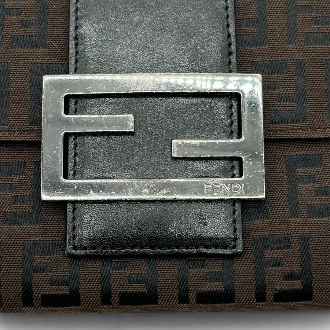 Fendi Geldbeutel Zucca braune Lederdetails monogram braun