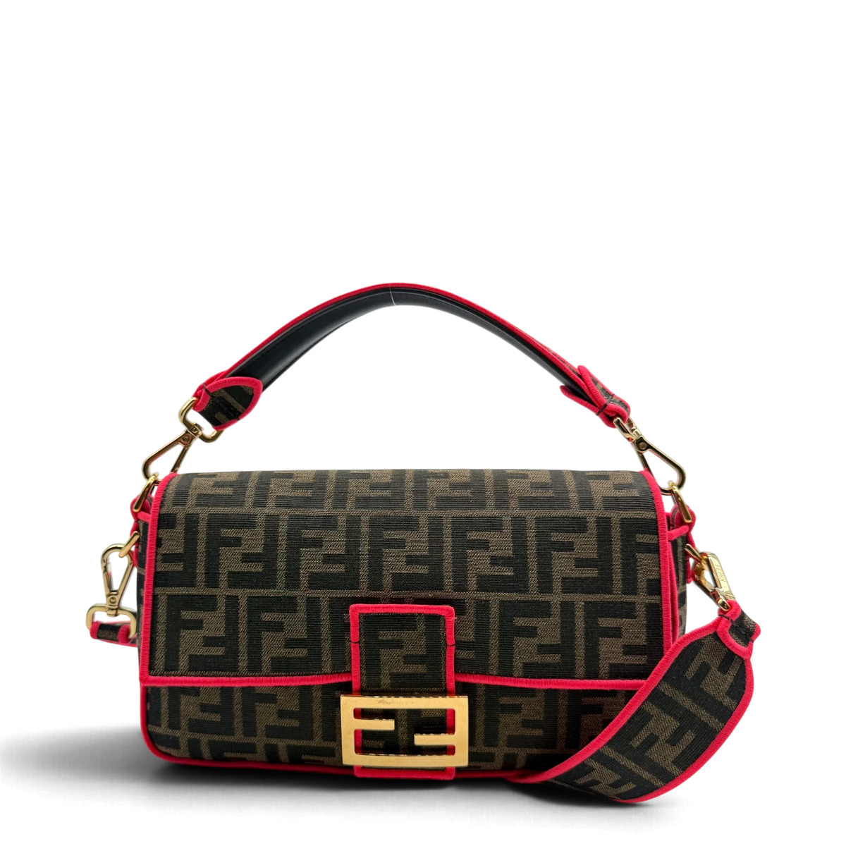 Fendi Schultertasche Baguette NM Medium im Zucca Muster braun – Gesamtansicht