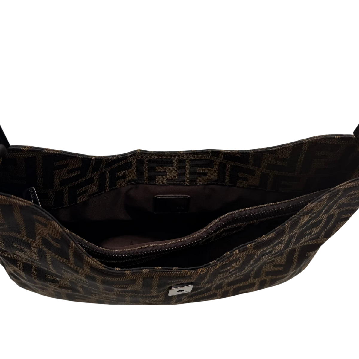 Fendi Schultertasche Hobo Zucca braun – Innenansicht