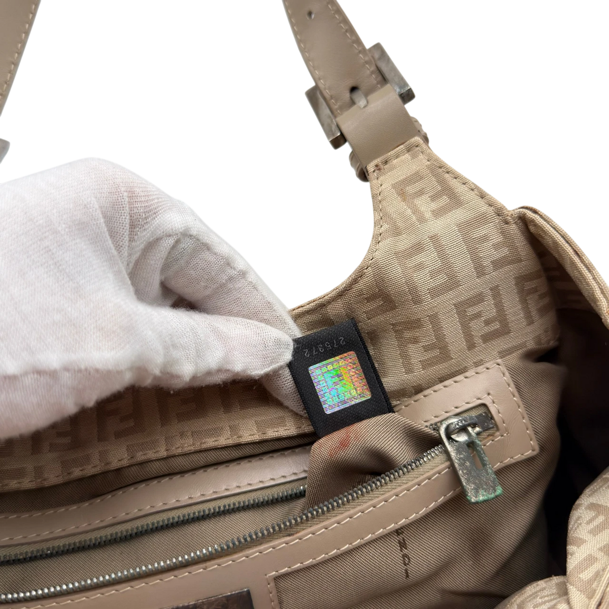 Fendi Schultertasche Zucchino Hobo beige