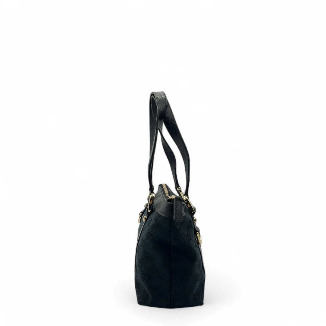 Gucci Handtasche Abbey mini schwarze Lederdetails monogram dunkelblau