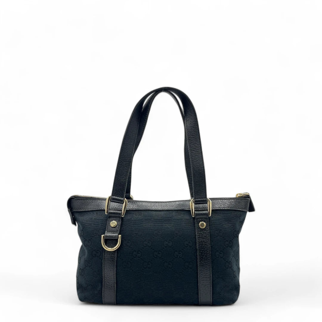 Gucci Handtasche Abbey mini schwarze Lederdetails monogram dunkelblau