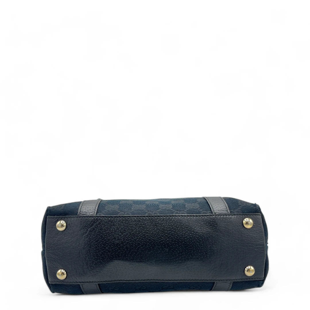 Gucci Handtasche Abbey mini schwarze Lederdetails monogram dunkelblau